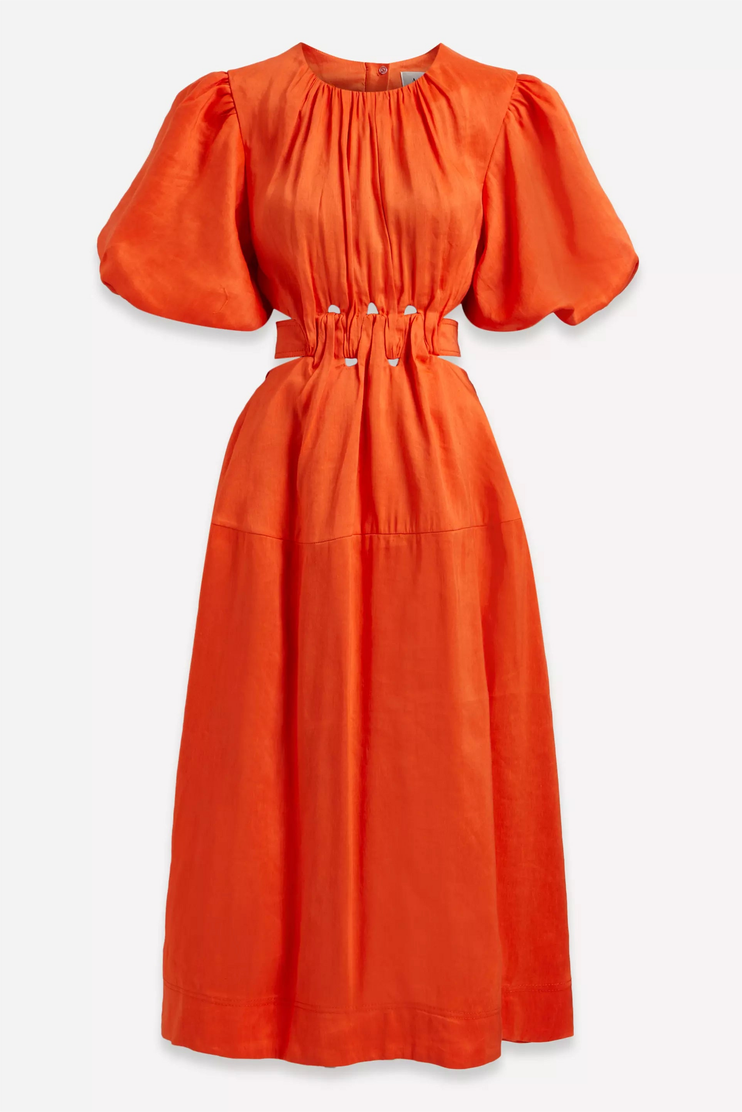 Puff Sleeve Cut-out Midi Dress