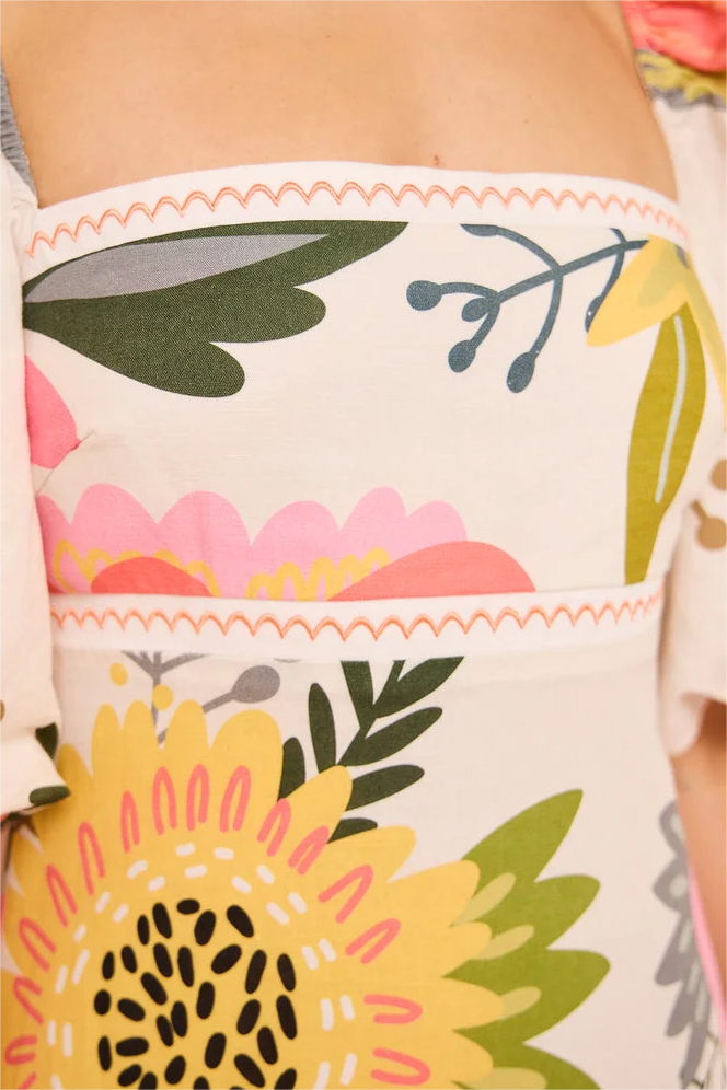 Short Sleeve Square Neck Midi Dress