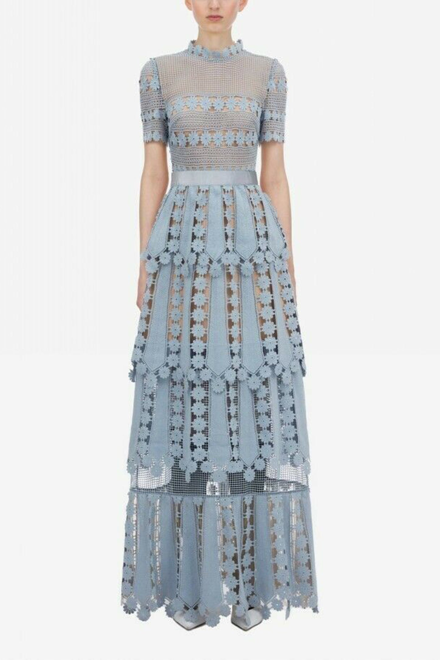 Lace Short Sleeve Midi Dress