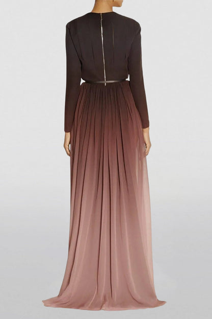 Gradient Color Runched Maxi Dress