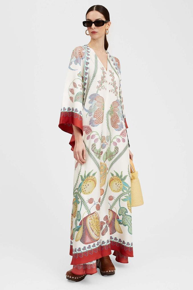 V-neck Ball Sleeve Maxi Dress