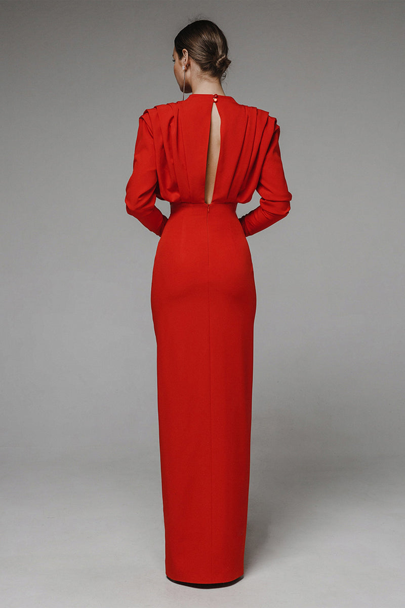 High Split Long Sleeve Midi Dress
