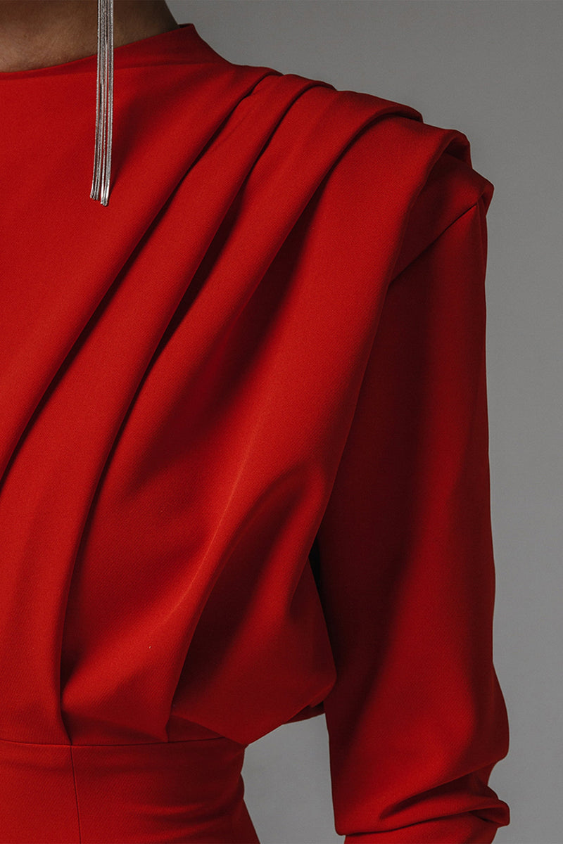 High Split Long Sleeve Midi Dress