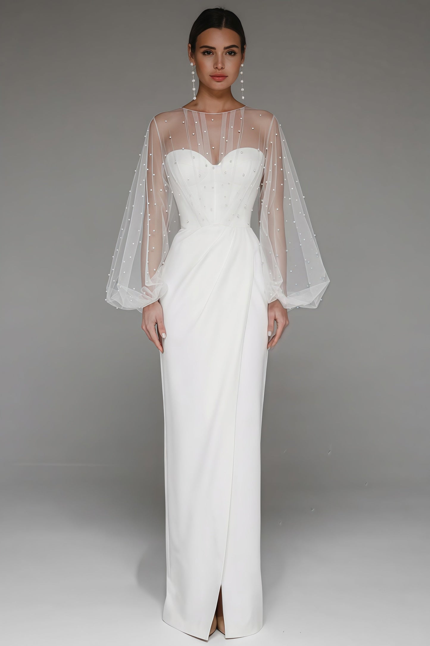 Kalia Sheath Pearl Maxi Dress-white