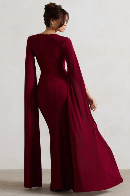 Square Collar High Split Midi Dress