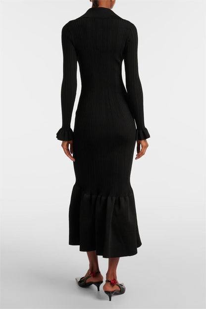 Jersey Button Mermaid Midi Dress