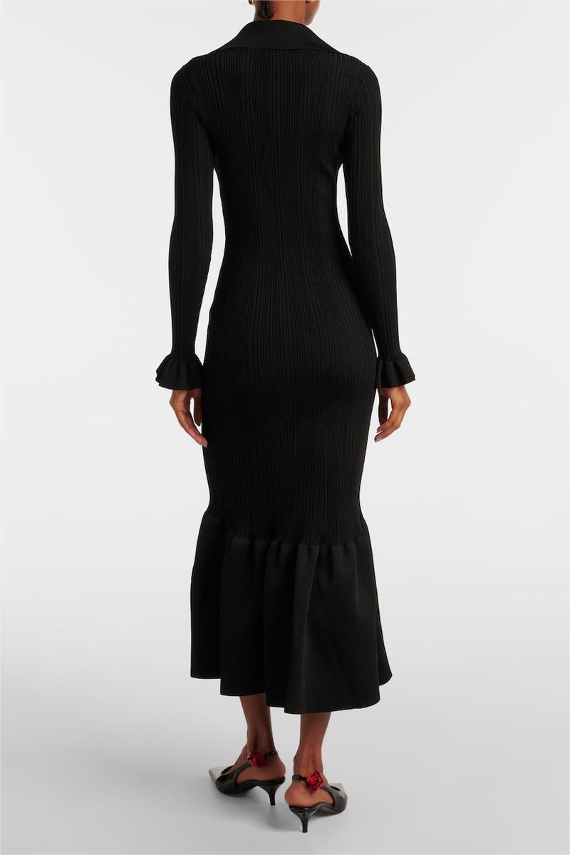 Jersey Button Mermaid Midi Dress