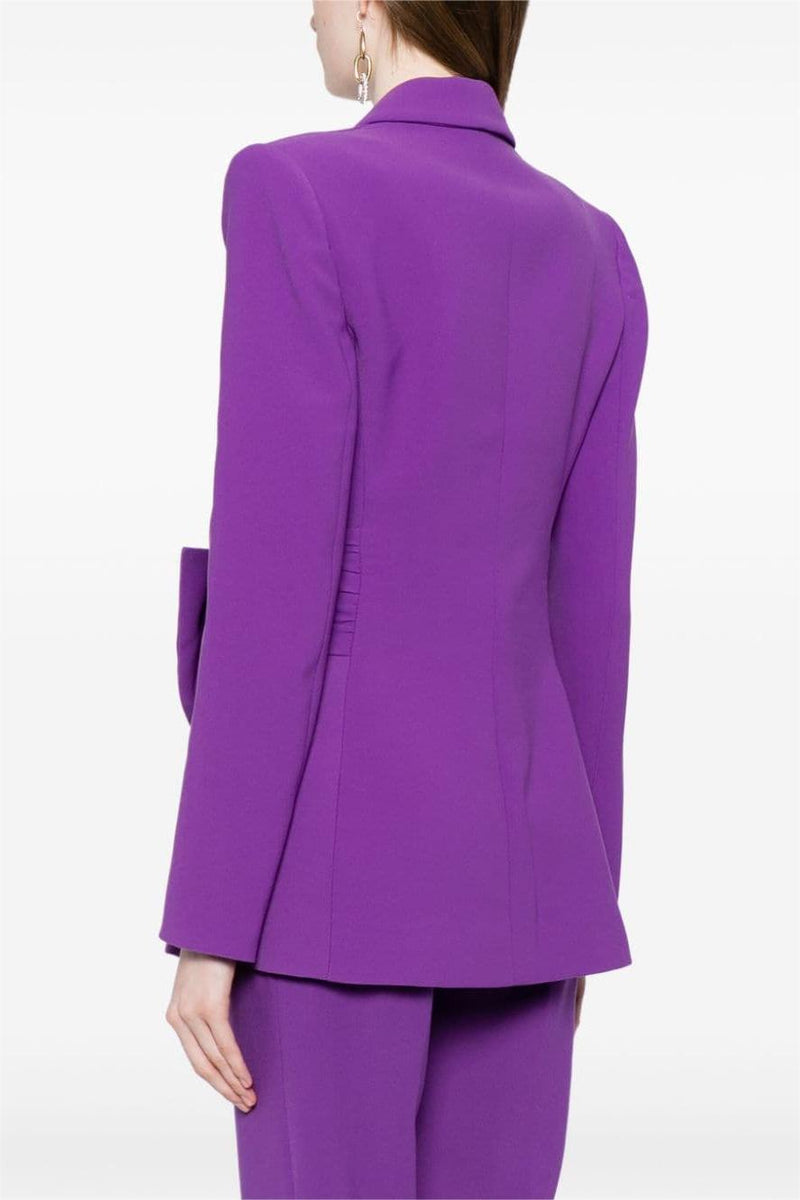 Ruched Bottom Blazer ＆mid Waist Pants Set