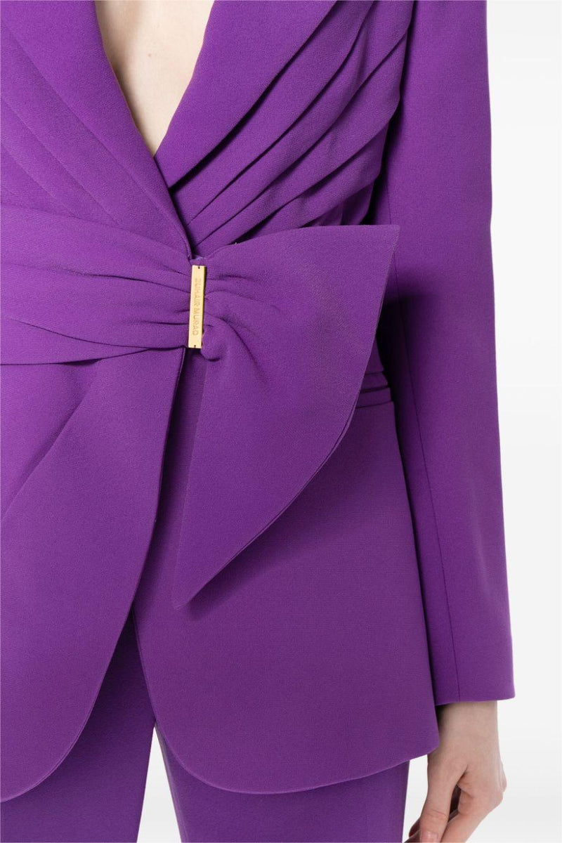 Ruched Bottom Blazer ＆mid Waist Pants Set