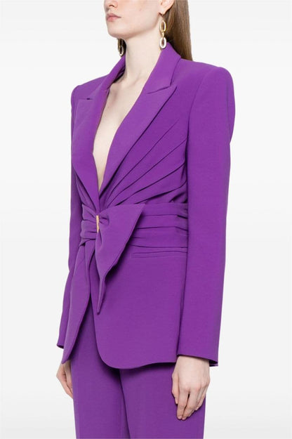 Ruched Bottom Blazer ＆mid Waist Pants Set