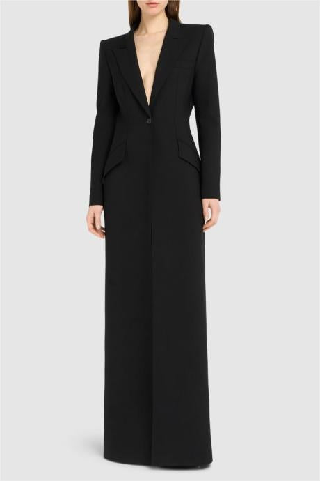 One-button Long Sleeve Lounge Coat