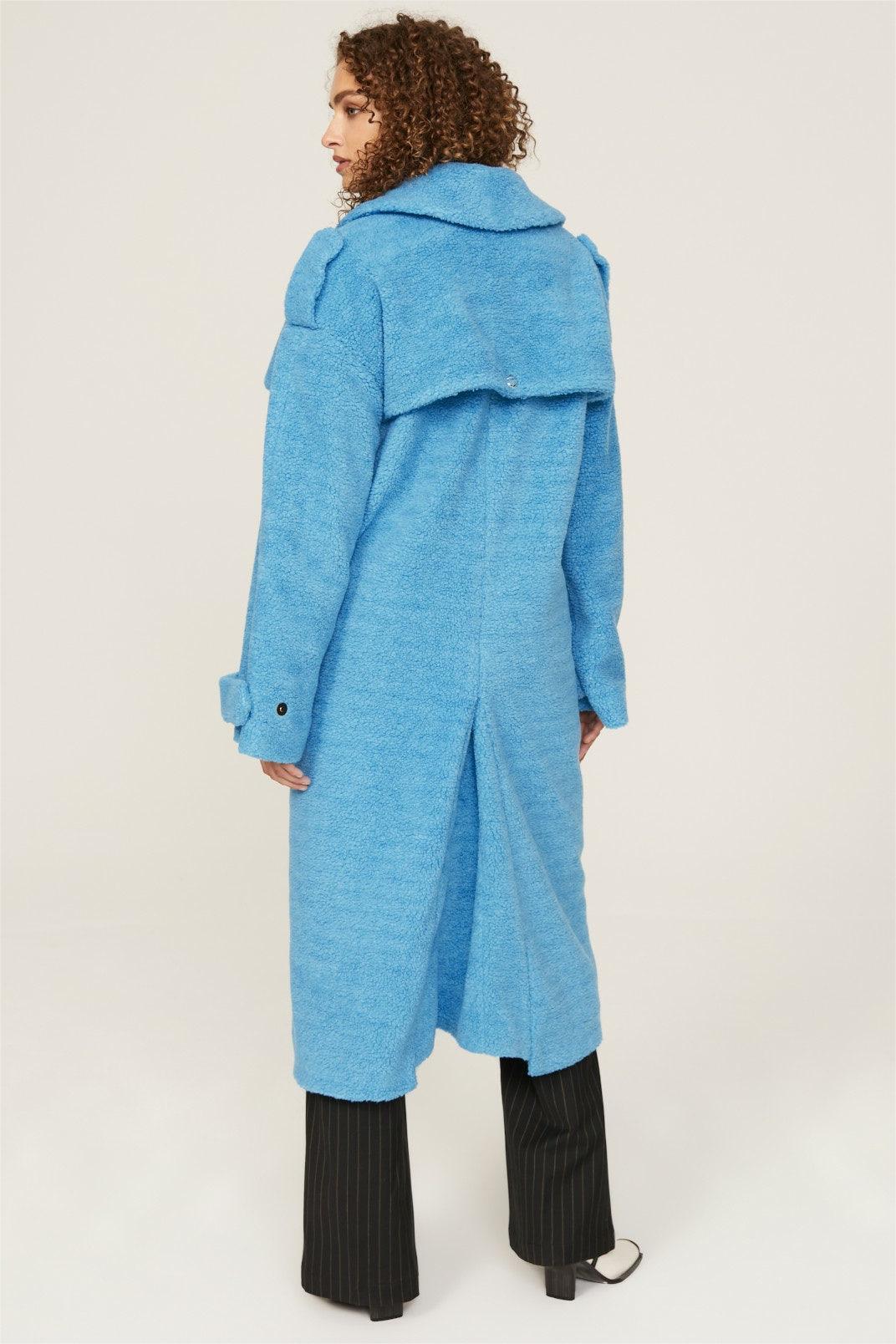 Granular Fleece Fabric Cut-out Midi Coat