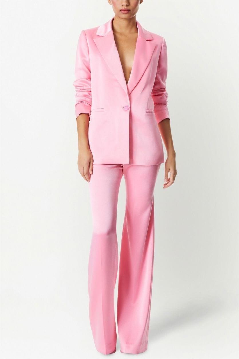 Satin Blazer & High Waist Pants Set