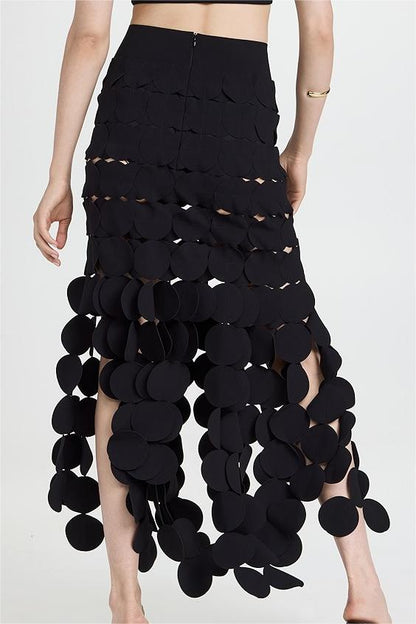 Round Tassel High Waist Midi Skirt