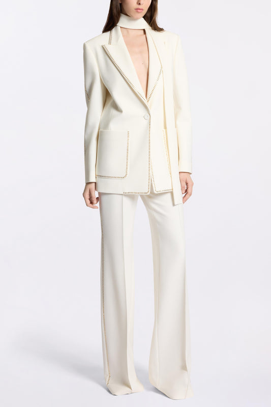 Rhinestone Pocket Blazer & High Waist Pants