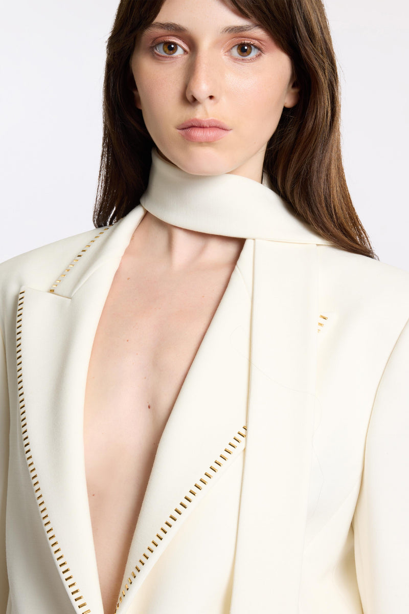 Rhinestone Pocket Blazer & High Waist Pants