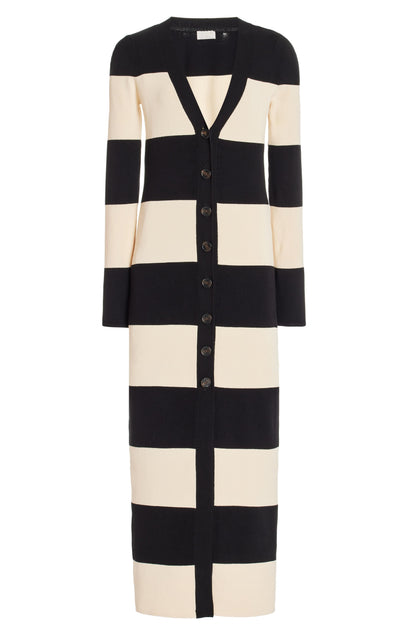 Knit Stripe Long Sleeve Midi Dress
