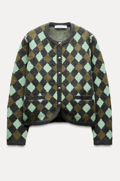 Diamond-type Lattice Long Sleeve Cardigan