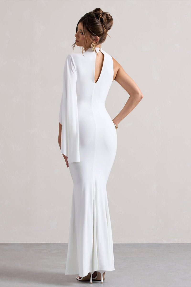 Cape Sleeve Round Neck Midi Dress