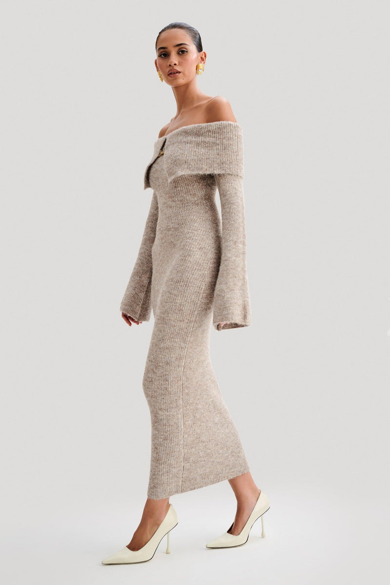 Knit Off-shoulder Midi Dress