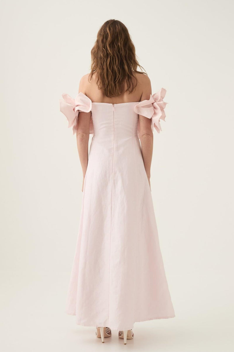 3d Flower Off-shoulder Midi Dress
