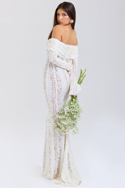 Lace Off-shoulder Midi Dress