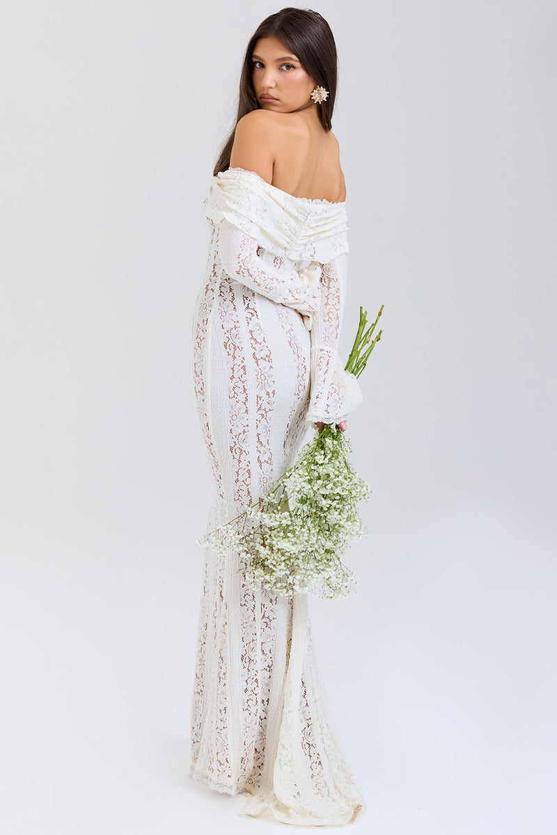 Lace Off-shoulder Midi Dress
