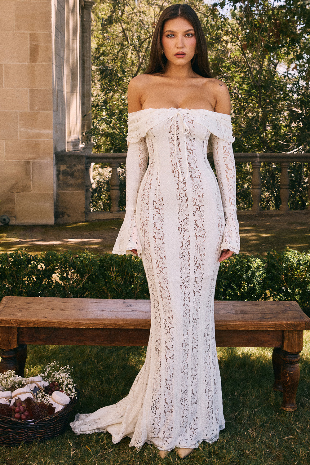 Lace Off-shoulder Midi Dress