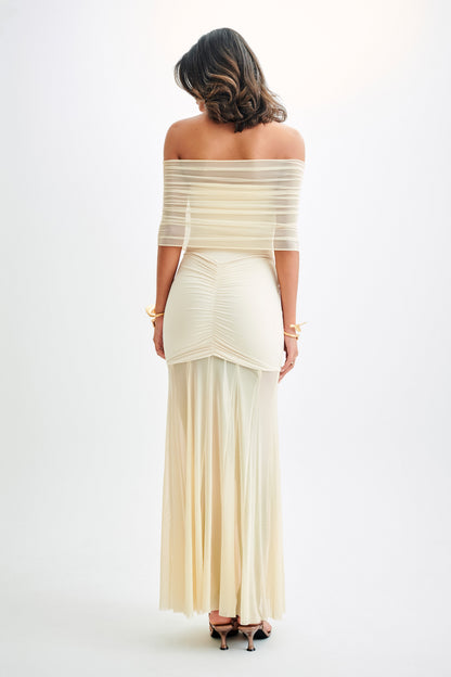 Mesh Off-shoulder Midi Dress
