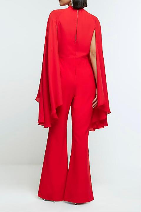 Cape Sleeve Top ＆ Mid Waist Pants Set