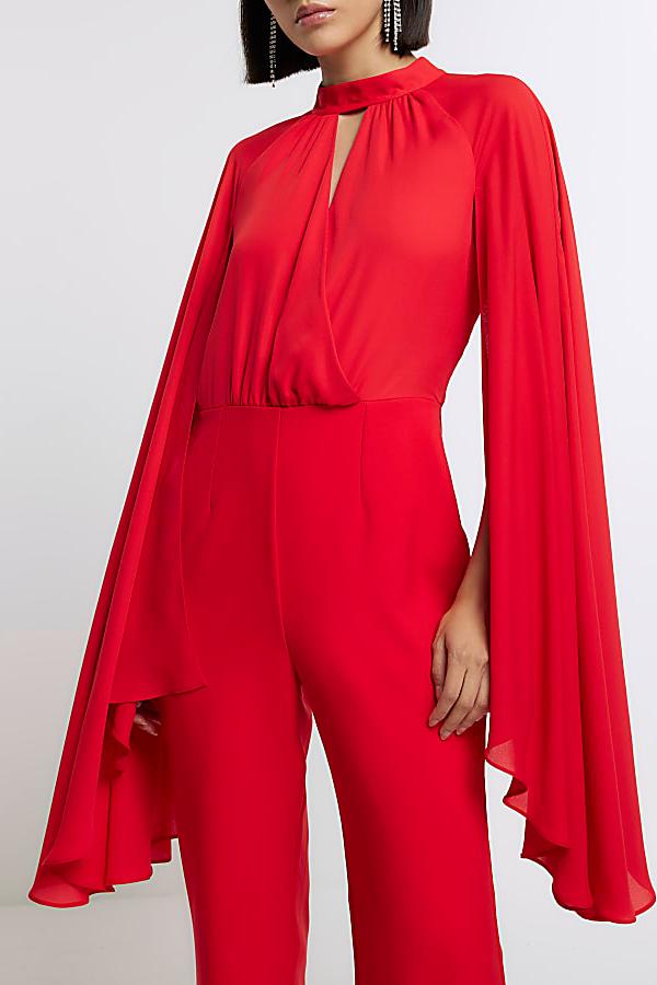 Cape Sleeve Top ＆ Mid Waist Pants Set