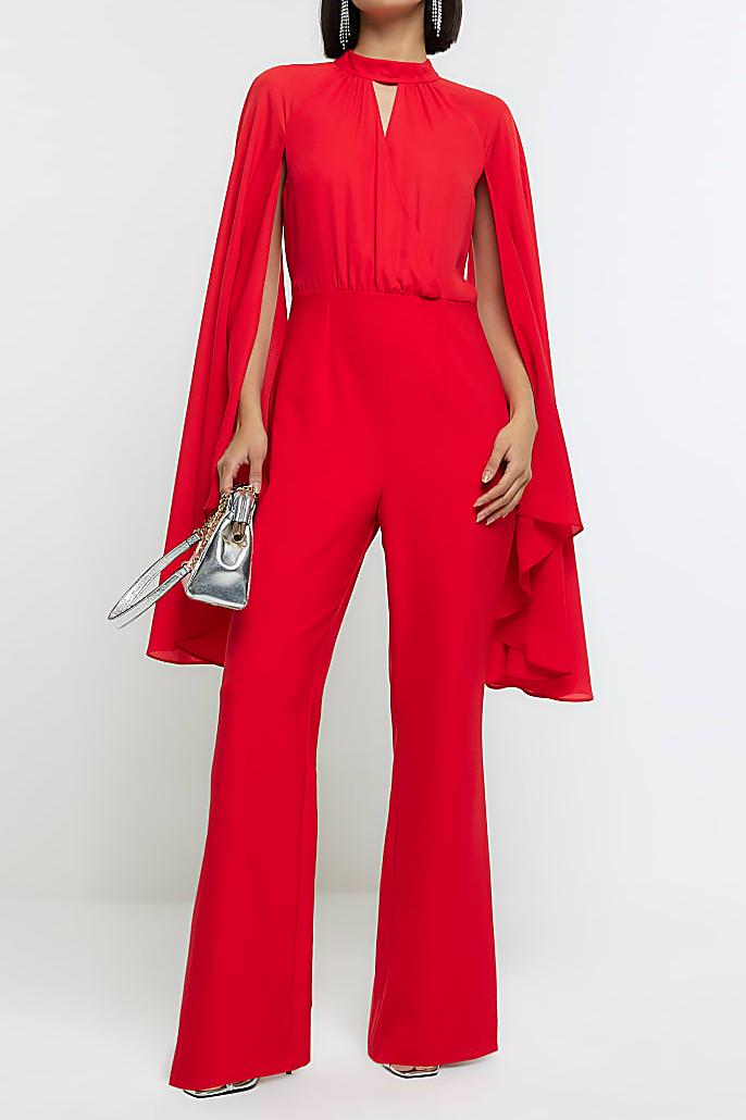 Cape Sleeve Top ＆ Mid Waist Pants Set