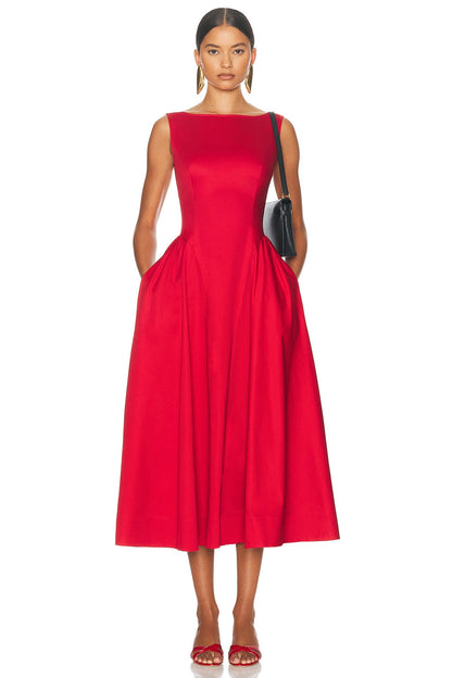 Sleeveless Pocket Midi Dress