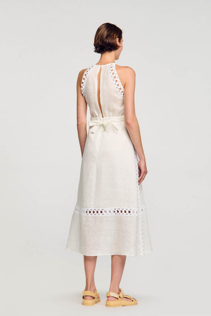 Heart Shape Lace Halter Neck Midi Dress