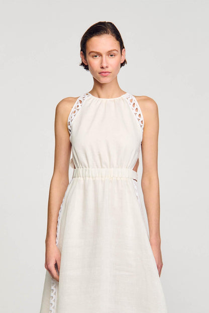 Heart Shape Lace Halter Neck Midi Dress