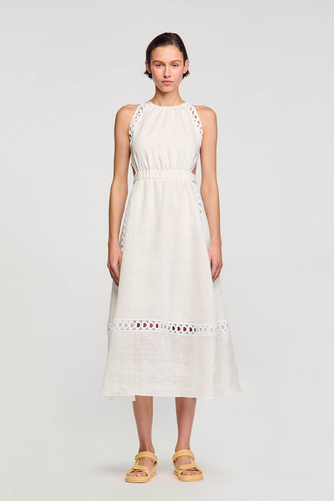 Heart Shape Lace Halter Neck Midi Dress