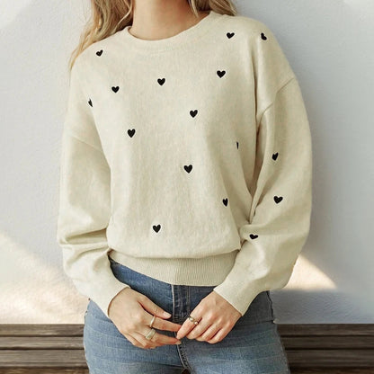 Autumn Winter Love Printed Fresh Pullover Sweater