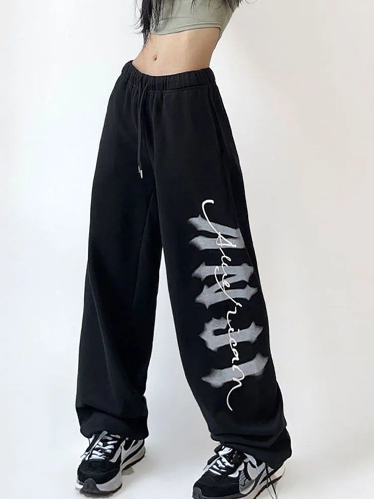 Hip Hop Joggers Y2k Letter Print Sweatpants