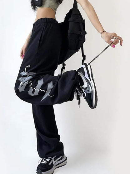 Hip Hop Joggers Y2k Letter Print Sweatpants