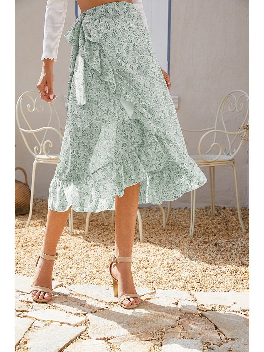 Wrap-tie Ruffle Skirt