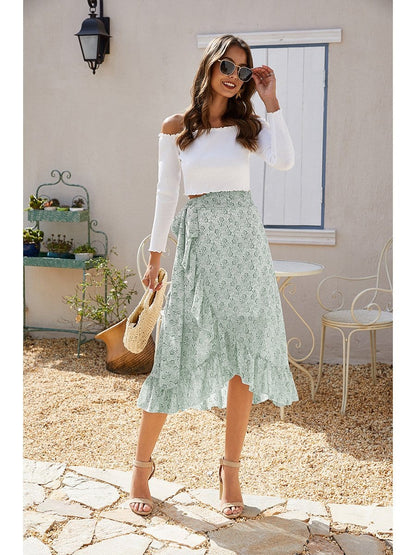 Wrap-tie Ruffle Skirt