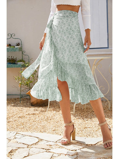 Wrap-tie Ruffle Skirt