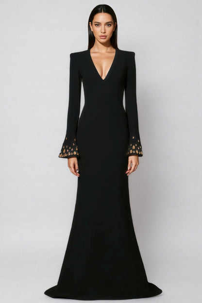 Charlie Flared Sleeve Studded Maxi Dress