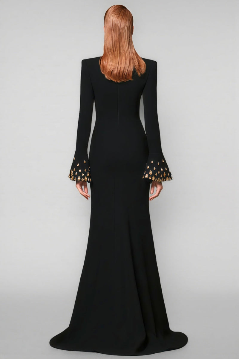 Charlie Flared Sleeve Studded Maxi Dress