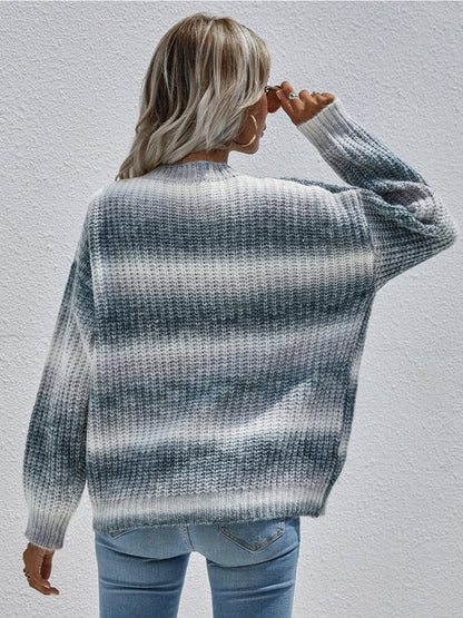 | Tie-dye Bat-sleeve Sweater - Grey