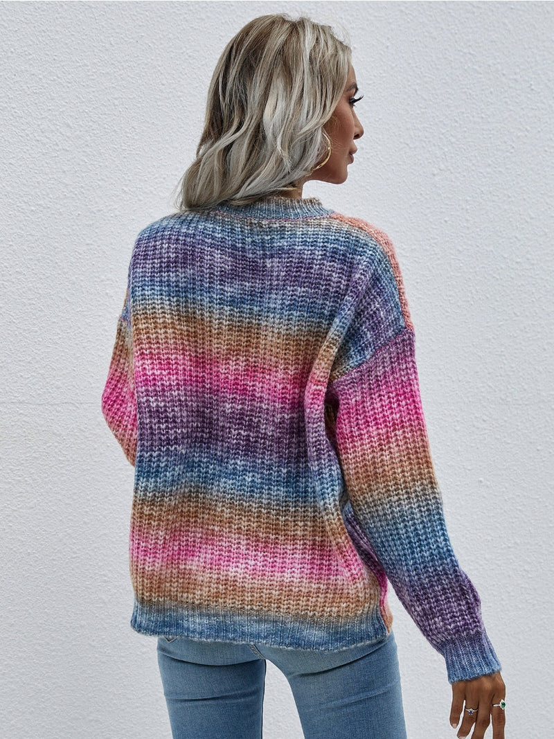 | Tie-dye Bat-sleeve Sweater - Pink