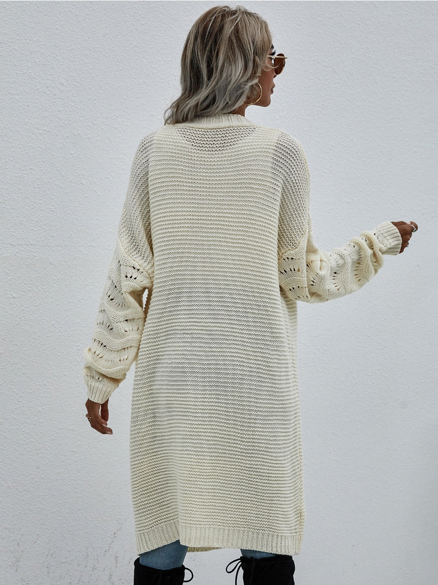 | Braid Open Knit Long Cardigan - Cream