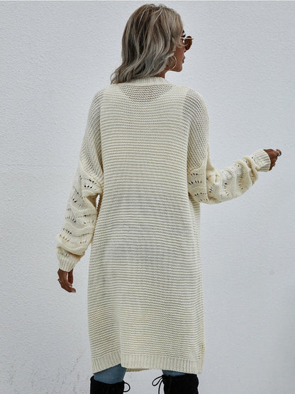 | Braid Open Knit Long Cardigan - Cream