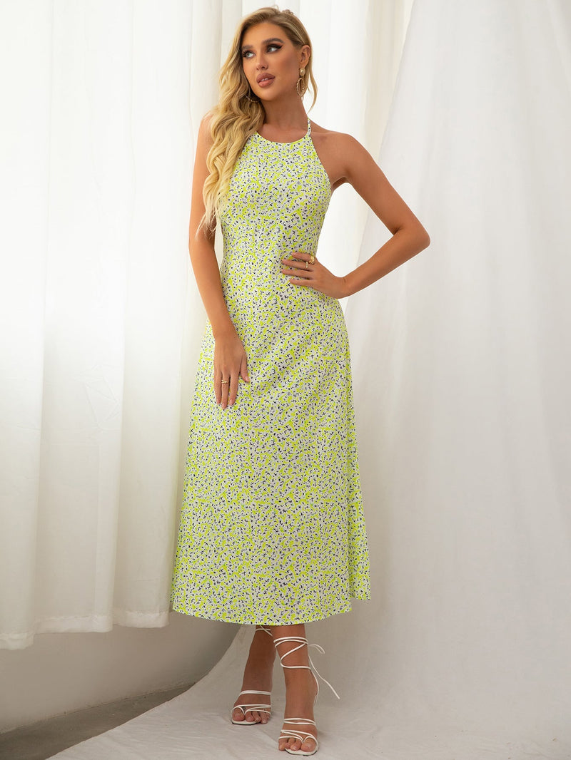 Halter Backless Midi Dress