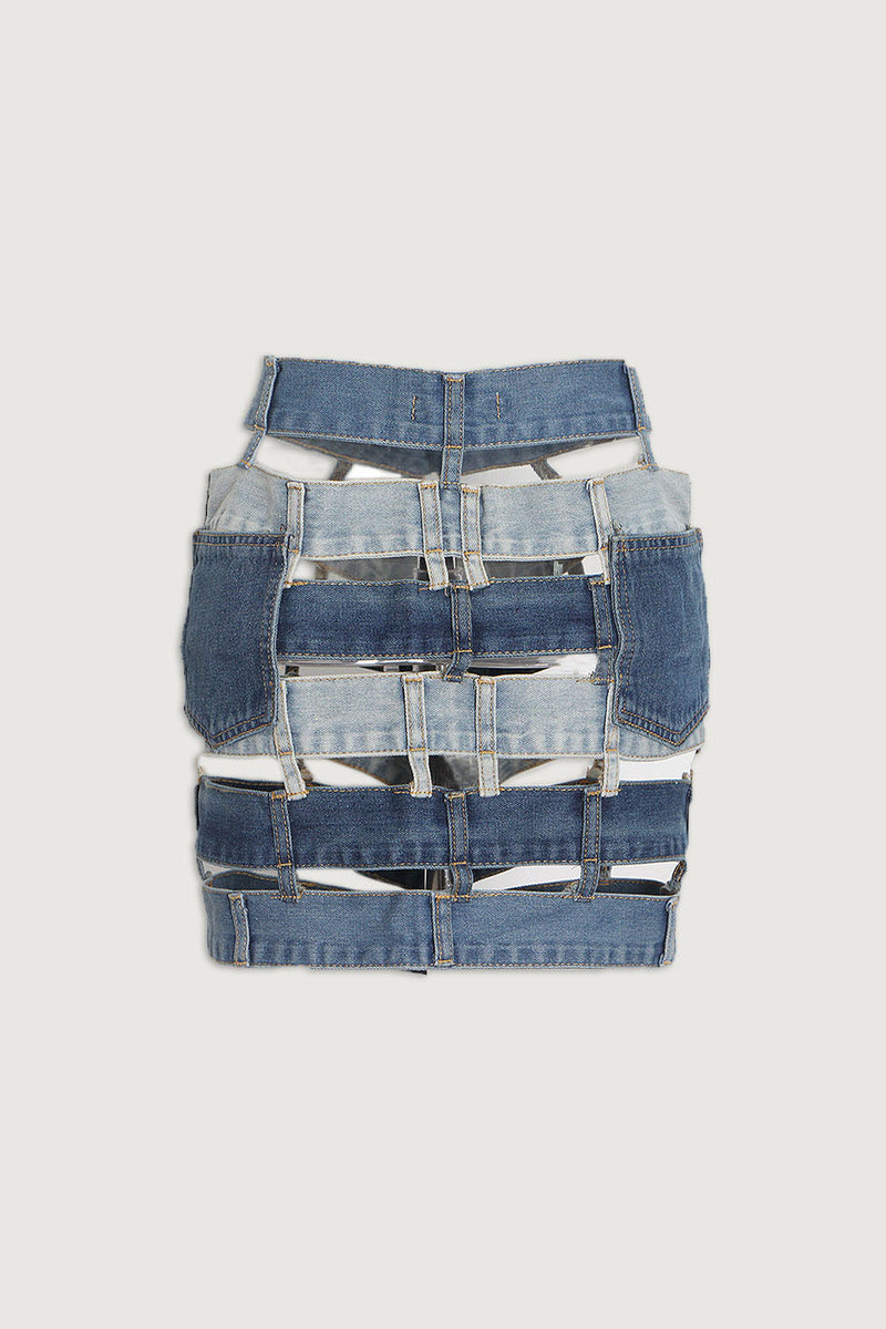 Jolene Denim Colorblock Skirt